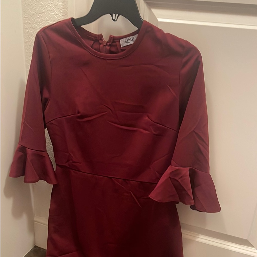 Burgundy Ruffle Sleeve Dress